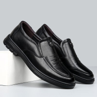 新款头层牛皮男士皮鞋一脚蹬商务休闲男鞋真皮软面防滑爸爸鞋
