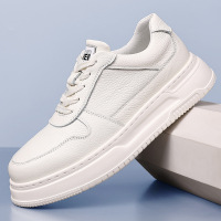 日系百搭奶fufu小白鞋男款2025年春季新款皮面复古厚底休闲板鞋子