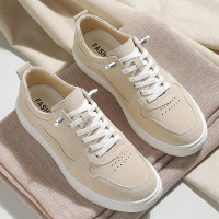 潮流拼色男鞋运动休闲板鞋平底皮鞋春季2025新款透气百搭青年潮鞋