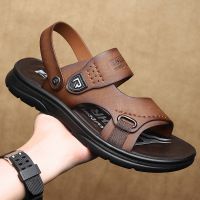 男士凉鞋潮款2025新款夏季头层牛皮沙滩鞋男真皮凉拖鞋两用可开车
