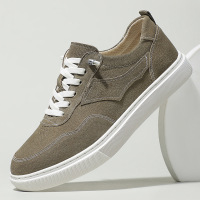 男鞋2025新款透气休闲百搭板鞋男士真皮一脚蹬皮鞋防滑软底潮鞋子