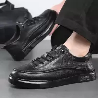 男鞋春季2025新款真皮纯牛皮小白鞋一脚蹬懒人休闲鞋男士鞋子板鞋