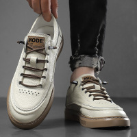 男鞋春季2025新款真皮纯牛皮小白鞋一脚蹬懒人休闲鞋男士鞋子板鞋