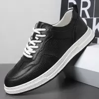 男鞋真皮牛皮男士高档轻奢鞋子男款一脚蹬耐磨橡胶防滑休闲板鞋男