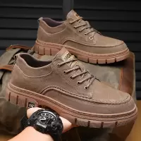 男鞋真皮高档磨砂户外运动休闲登山防滑耐磨软底猪皮八爪鱼休闲鞋