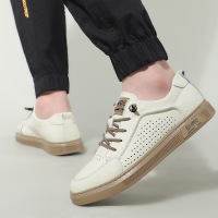 白色板鞋一脚蹬小白鞋男镂空皮鞋运动休闲真皮透气软底夏季新款潮