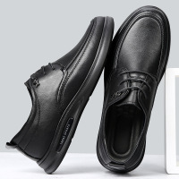 皮鞋男春秋款商务休闲男鞋男士头层羊皮软底系带真皮中老年爸爸鞋