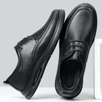 皮鞋男春秋款商务休闲男鞋男士头层羊皮软底系带真皮中老年爸爸鞋