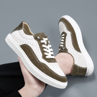 真皮男鞋2025春季新款韩潮流百搭复古板鞋子厚白底运动休闲鞋子男