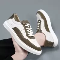 真皮男鞋2025春季新款韩潮流百搭复古板鞋子厚白底运动休闲鞋子男