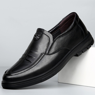 高端品质男士头层牛皮商务皮鞋男休闲鞋真皮透气男鞋软底爸爸皮鞋