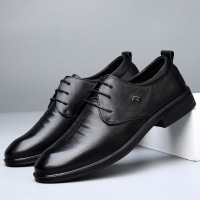高端品质男鞋聚氨酯实心鞋底皮鞋男士真皮商务正装牛皮软底一脚蹬