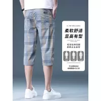 七分裤男夏季新款韩版六兜格子时尚冰丝短裤