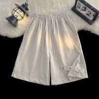 夏季休闲潮流美式复古纯色宽松运动外穿中裤百搭韩版短裤