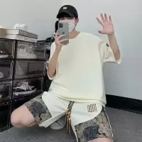 夏季新款休闲运动套装男短袖T恤潮牌五分短裤宽松港风