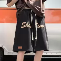 美式休闲嘻哈字母印花五分裤男潮牌街头宽松阔腿运动短裤