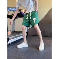 美式宽松刺绣休闲裤男士薄款新款棉斜纹五分沙滩休闲短裤