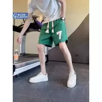 美式宽松刺绣休闲裤男士薄款新款棉斜纹五分沙滩休闲短裤