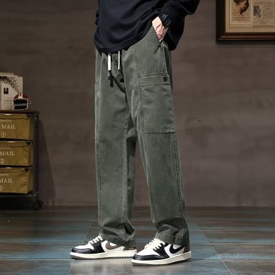 休闲裤男春秋季2025新款宽松潮牌直筒工装男装潮牌长裤子