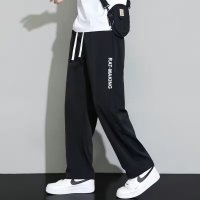 冰丝裤子男士夏季薄款宽松直筒垂坠感松紧腰运动休闲长裤