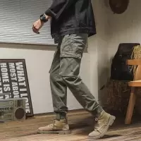 男士工装裤夏季纯色宽松休闲裤束脚裤子机能百搭春秋长裤