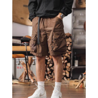 美式休闲冲锋短裤男夏季新款纯色痞帅重磅多口袋五分裤