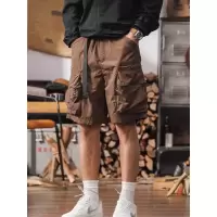 美式休闲冲锋短裤男夏季新款纯色痞帅重磅多口袋五分裤