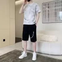 冰丝休闲运动套装男扎染印花短袖短裤两件套