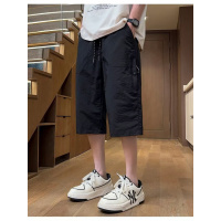 夏季七分裤直筒型工装纯色美式多口袋冰丝凉感休闲裤