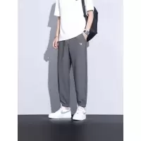 春夏新款冰丝休闲裤子男运动大码束脚裤松紧腰百搭长裤子