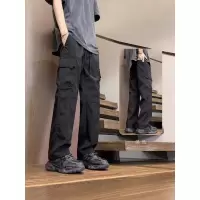 春秋季工装裤青少年宽松直筒抽绳休闲长裤子男士冲锋裤