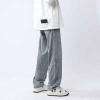 牛仔裤男士夏季薄款冰丝美式高街宽松直筒休闲阔腿长裤子