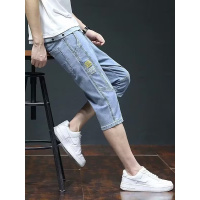 美式七分裤男士男夏季松紧腰休闲宽松直筒短裤子