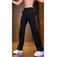 美式水洗黑色春夏季新款修身裤高街牛仔裤男