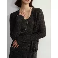 亚麻幻彩长袖针织开衫女内搭打底无袖吊带背心两件套新款春季上衣