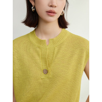 和纸纱纯色镂空针织衫女T恤夏季新款亨利领天丝罩衫宽松外穿上衣