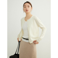 基础款100羊毛开衫女装圆领宽松针织衫25春季新款多色百搭毛衣女