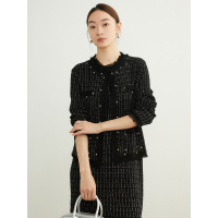 早春款 轻奢G品水钻羊毛针织开衫女装25新款时尚流苏边小香风外套