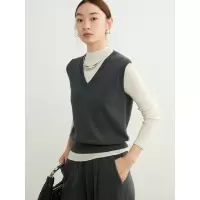 简约 羊毛针织马甲女装2025春季新款百搭V领保暖背心修身叠穿毛衣
