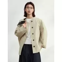 简约韩系全棉风衣外套女装2025新款廓形小个子中长款大衣春季外套