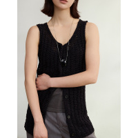 编织感粗针镂空针织马甲背心女内搭夏季新款带子纱修身无袖上衣女