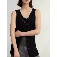 编织感粗针镂空针织马甲背心女内搭夏季新款带子纱修身无袖上衣女