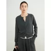 美利奴 精仿羊毛针织开衫女装25春季新款休闲百搭基础款毛衣外套