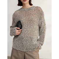 老钱风带子纱镂空针织衫女25新款时髦显瘦圆领长袖罩衫春季上衣女