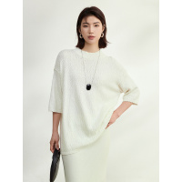 肌理感 特种纱纯棉针织衫女短袖T恤25新款松弛感宽松单穿上衣女夏
