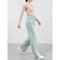 薄款显瘦百搭垂坠感直筒裤2025年夏高腰窄版阔腿牛仔裤女