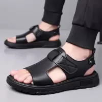 2025新款厚底男士凉鞋大码罗马沙滩鞋露趾鱼嘴凉男鞋越南拖鞋