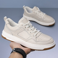 头层牛皮休闲皮鞋男潮板鞋2025春季新款乐福鞋百搭小白鞋