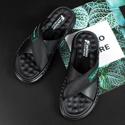 拖鞋男2025新款透气软底乳胶潮流外穿一字拖男士沙滩凉鞋