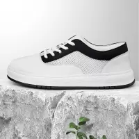 欧美新款高端运动鞋男真皮透气网布板鞋潮流时尚休闲男鞋